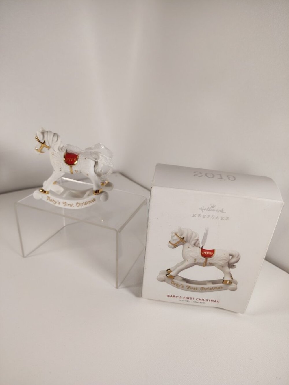 Hallmark Keepsake 2019 Baby's First Christmas Rocking Horse Porcelain Ornament